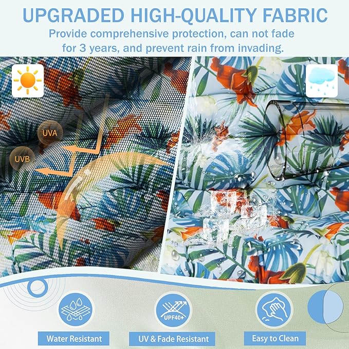 2/3 Seater Swing Replacement Cushion, Waterproof Porch Swing Cushions with Backrest, Thickened Bench Cushions for Outdoor Furniture, for Outdoor Patio Swing (Summer, 40 * 40 in)