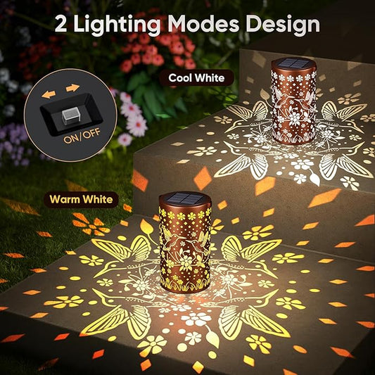 Hummingbird Solar Lanterns Outdoor Waterproof: Decorative Hanging Metal Lanterns for Patio Yard Pathway - Solar LED Garden Lights for Outdoor Decor - Xmas Gifts for Women Mom Grandma 2025 1 Pack