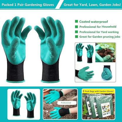 Standard 2-Pack 16 Gallon Yard Lawn Garden Bags (D18, H15 inch) w/Gardening Gloves for Yard Waste Bags,Patio Debris Container,Camping Trash Bin,Recycling Bag,Laundry Bin,Lawn Weeds,Leaf Bag 4 handles