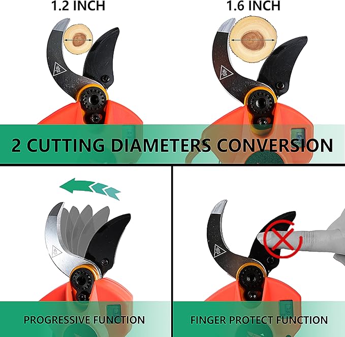 Cordless Electric Pole Pruning Shears,Suoxin 2-in-1 Handheld & Telescopic Tree Trimmer with 6.2FT Foldable Extension Pole, SK5 Blade,1.6" cutting diameter,LCD Display,2×4Ah Batteries for Garden Use