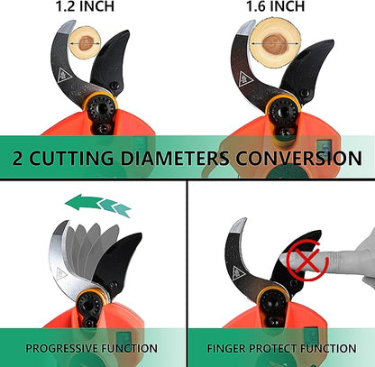 Cordless Electric Pole Pruning Shears,Suoxin 2-in-1 Handheld & Telescopic Tree Trimmer with 6.2FT Foldable Extension Pole, SK5 Blade,1.6" cutting diameter,LCD Display,2×4Ah Batteries for Garden Use