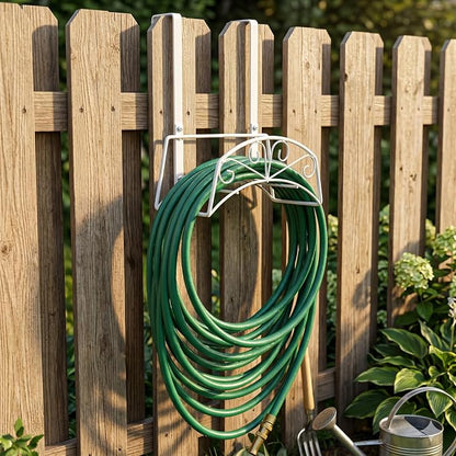 Garden Hose Holder for Outside Yard Hang Over The Door and Fence, Holds Up to 150Ft (2PCS White)