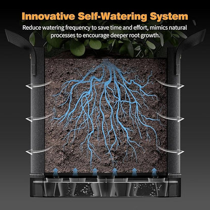 Patigrow Self-Watering Grow Bags, 5-Pack 3 Gallon 420G Thick Nonwoven Fabric Pots with Reinforced Handles and Multi-Purpose Rings, for Low Stress Plant Training Fruits, Vegetables,and Flowers