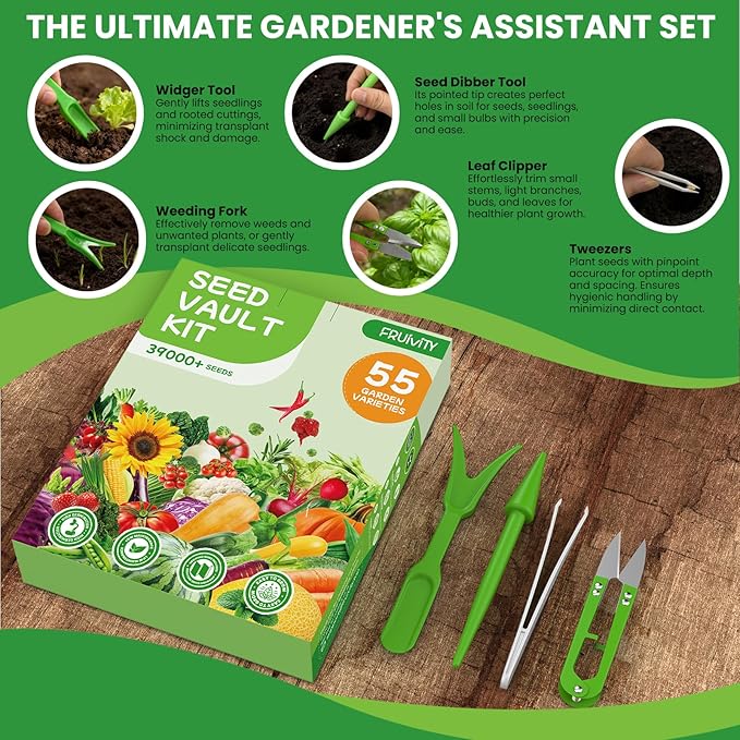 55 Vegetable Seeds Variety Pack - 39,000+ Heirloom Seeds for Planting Vegetables and Fruits, Outdoor Garden Seeds for Planting Gift for Mother, Women, Mom, Friend