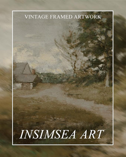 InSimSea Extra Large Framed Vintage Wall Art, Living Room Country Farmhouse Decor, Retro Road Landscape Paintings, Canvas Prints, Rustic Scenery Long Pictures for Bedroom Above of Bed,20x40inch