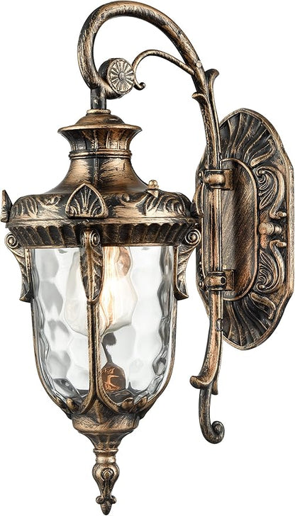 SAMTEEN Bronze Outdoor Light Fixtures Wall Mount 15.8" H Waterproof Exterior Wall Sconce with Hammered Glass Shade Outside Porch Light for House Garage Front Door