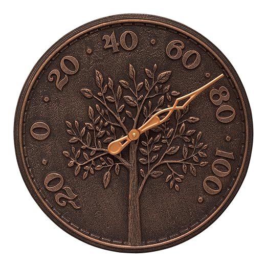 Whitehall Products 10440 Tree of Life 16 inch Indoor Outdoor Wall Thermometer in Oil Rubbed Bronze