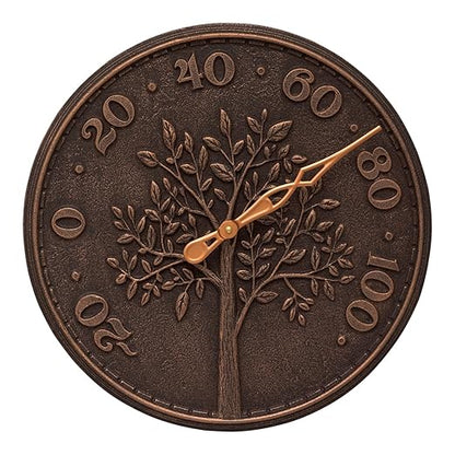 Whitehall Products 10440 Tree of Life 16 inch Indoor Outdoor Wall Thermometer in Oil Rubbed Bronze