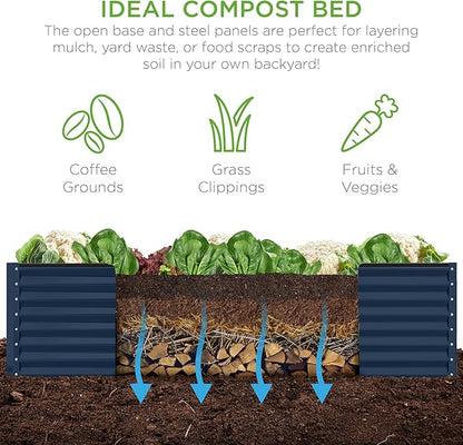 Best Choice Products 8x4x2ft Outdoor Metal Raised Garden Bed, Deep Root Planter Box for Vegetables, Flowers, Herbs, and Succulents w/ 478 Gallon Capacity - Navy