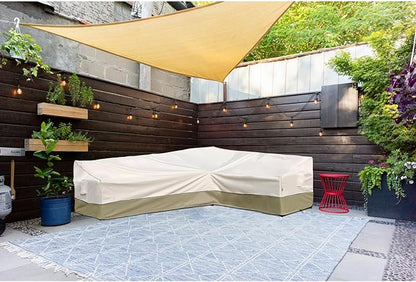 Outdoor Sectional Cover-L-Shaped Patio Furniture Covers Waterproof Rip-Stop Anti-UV 600D Heavy Duty Outdoor Couch Cover with 3 Air Vents, Right-facing 104''L （83''L） 32''D 31''H, Light Green