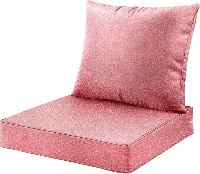 ARTPLAN Outdoor Deep Seating Cushions with Backrest Set, All-Weather Waterproof Patio Sofa Cushions for Sectionals, High-Resilience Foam Garden Furniture Cushion Cover,Repture Red