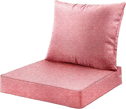 ARTPLAN Outdoor Deep Seating Cushions with Backrest Set, All-Weather Waterproof Patio Sofa Cushions for Sectionals, High-Resilience Foam Garden Furniture Cushion Cover,Repture Red