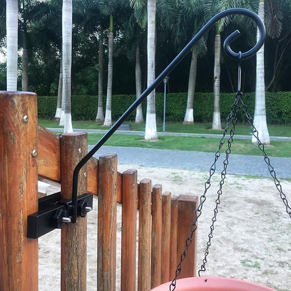 Deck Hook Rail Suitable for Hanging Flower Baskets Wind Chimes Planters Bird Feeders Lights, Heavy Duty Fence Deck Hook Rail Holds up to 15lbs with Ease Note: Pole Length: 16.5 inches