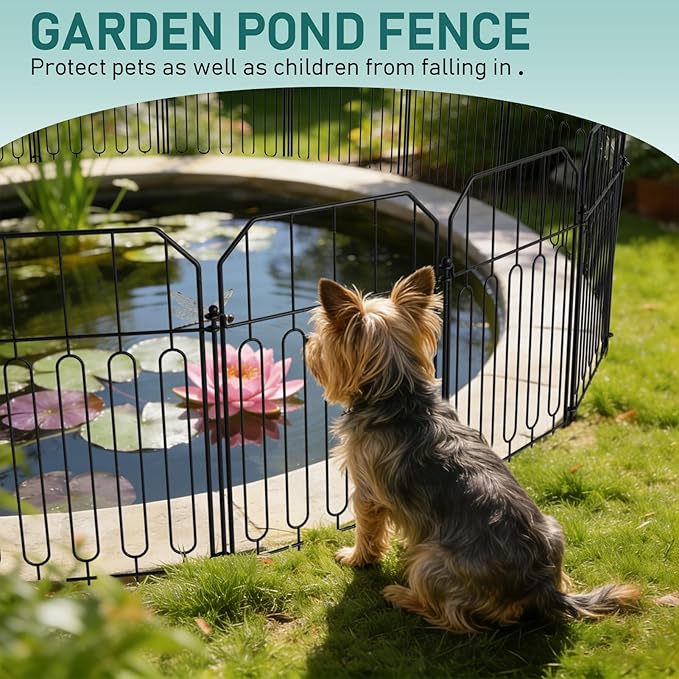 Goovilla Garden Fence, Total 19ft(L) x 21in(H) Garden Fencing Animal Barrier, 19 Pcs Rustproof Metal Wire No Dig Fence Panels, Black Decorative Garden Fences and Borders for Dogs, Flower Bed, Patio