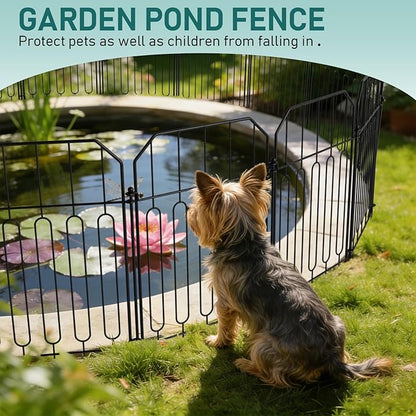 Goovilla Garden Fence, Total 19ft(L) x 21in(H) Garden Fencing Animal Barrier, 19 Pcs Rustproof Metal Wire No Dig Fence Panels, Black Decorative Garden Fences and Borders for Dogs, Flower Bed, Patio