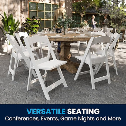 Flash Furniture Hercules Series Folding Chairs for Weddings and Formal Events, Stackable Commercial Event Seats with 1,000-lb. Static Weight Capacity, Set of 2, White