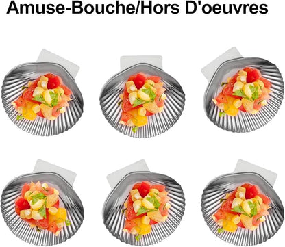 Outset Grillable Shells, All Purpose Grillable Stainless Steel Sea Shells, Set of 12