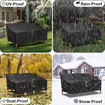 OutdoorLines Outdoor Waterproof Patio 3-Seater Couch Cover - UV Resistant Patio Sofa Furniture Covers Weatherproof Heavy Duty Glider Covers for Outdoor Furniture, 76Wx32.5Dx33H Inches, Black