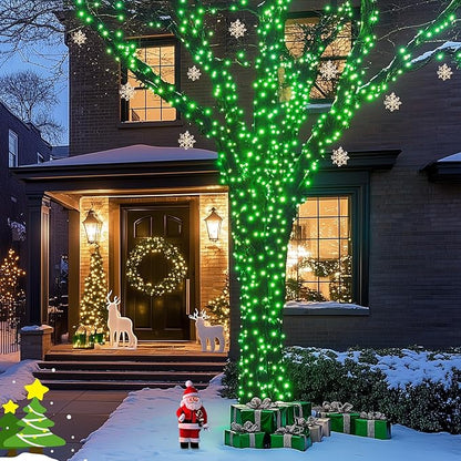 JMEXSUSS 2 Pack Green Solar Lights Outdoor, Total 200 LED 66 FT Green Christmas Lights for Outside, Solar Christmas Light Outdoor for Tree Yard Garden Decor