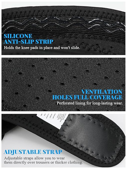Knee Pads Men/Women for Gardening 20mm EVA Foam,Adult knee pads for Cleaning Construction Work Volleyball, Football Dance, Adjustable Straps Non-Slip Straps (Black)