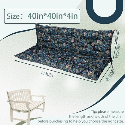 2/3 Seater Swing Replacement Cushion, Waterproof Porch Swing Cushions with Backrest, Thickened Bench Cushions for Outdoor Furniture, for Outdoor Patio Swing (Hummingbird, 40 * 40 in)