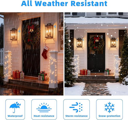 Dusk to Dawn Modern Outdoor Wall Lights,Medium Modern Outdoor Lanterns for Patio,Front Door,Garage,Waterproof Porch Light Fixture,Black Exterior Wall Sconce Light Fixtures E12 Base,1 Pack