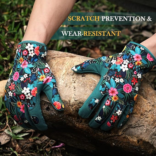 Trifabricy Gardening Gloves for Women, Breathable Leather Garden Gloves with Grip, Thorn-Proof Puncture-Resistant Work Gloves