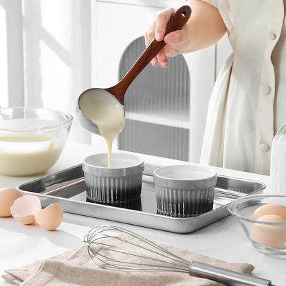 MALACASA Ramekins 6 oz Oven Safe, Small Ceramic Souffle Dishes for Creme Brulee Souffle, Stoneware Custard Cups Ramiken for Baking, Dessert Bowls Dipping Sauce Dish Set of 6, Grey, Series RAMEKIN-DISH