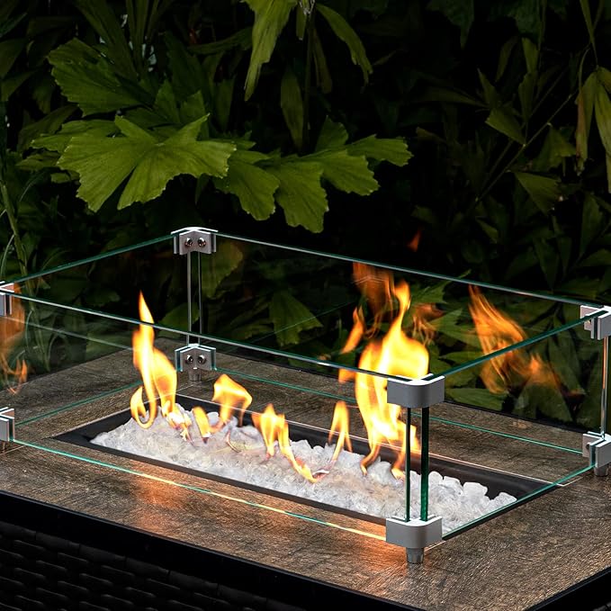 GASPRO 20 lbs Fire Glass for Propane Fire Pit, 1/2-Inch Decorative Firepit Glass Rock for Gas Fireplace, Ice Clear