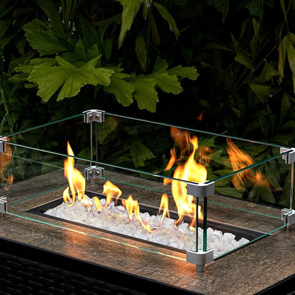 GASPRO 20 lbs Fire Glass for Propane Fire Pit, 1/2-Inch Decorative Firepit Glass Rock for Gas Fireplace, Ice Clear