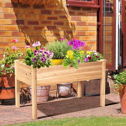 COSTWAY Raised Garden Bed, Elevated Wood Planter Box Stand with Legs for Vegetables, Flowers & Herbs, Standing Growing Bed for Backyard, Patio, Balcony, 49.5”L x 23.5”W x 30”H (Natural)