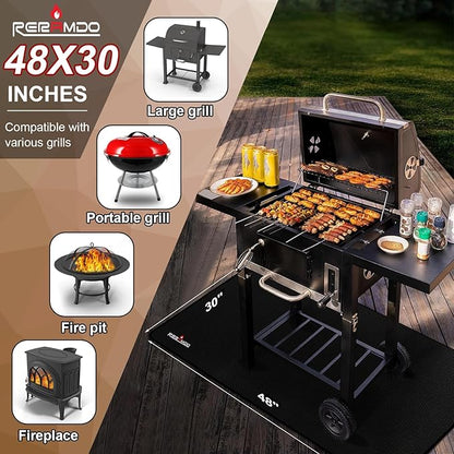48 X 30 Inch Under Grill Mats for Outdoor Grill, Double-Sided Fireproof/Waterproof/Oil-Proof Grill Pad, BBQ Matt for Under Grill, Indoor Fireplace/Fire Pit Mat, Deck and Patio Protector Mat
