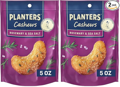 PLANTERS Cashews Rosemary & Sea Salt, Party Snacks, 5 Oz Bag (Pack of 2)