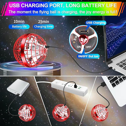 Vantexi Flying Orb Ball Toy,2026 Upgrade Parachute LED,Magic Hand Controlled Mini Gravity Ball,Cosmic Globe Boomerang,Cool Thanksgiving Birthday Gift for 6 7 8 9 10+ Year Old Girls-Bright Red