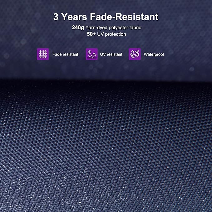 PURPLE LEAF 10' X 13' Patio Cantilever Umbrella with Base Rectangle Umbrella Outdoor with Aluminum Offset Hanging and 360° Rotation for Pool Garden Deck Patio, Navy Blue