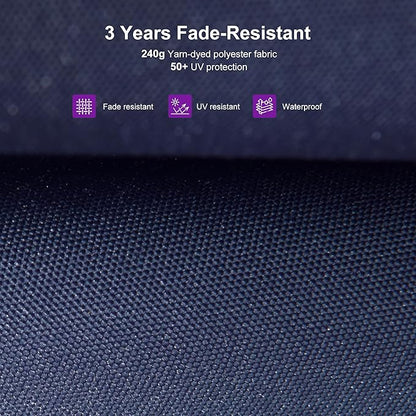 PURPLE LEAF 10' X 13' Patio Cantilever Umbrella with Base Rectangle Umbrella Outdoor with Aluminum Offset Hanging and 360° Rotation for Pool Garden Deck Patio, Navy Blue