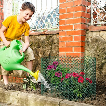 32.8ftx12In Plant Protectors from Animals,Plant Cages for Outdoor Plants,Wire Plant Protector Cage,Wire Plant Protector,Chicken Wire Cloche with Ground Stakes & Nylon Ties Protect Plants from Animals