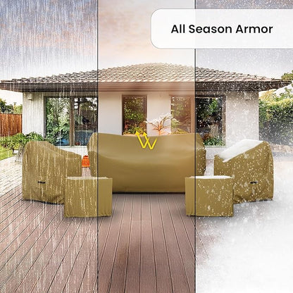 Covers & All Patio Furniture Cover Set, 5 Piece Outdoor Furniture Covers, Water-Repellent UV & Weather-Resistant Covers for Sofa, Chairs & Ottomans with Elastic Tie-Downs & Padded Handles