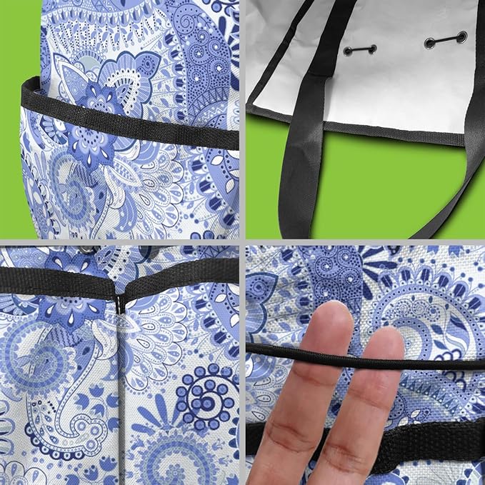 Paisley Garden Tool Bag - Waterproof Garden Tote with 8 Pockets, Large Storage Home Organizer Gardening Tool Oxford Bag for Garden Tools Kits Holder, Ideal Outdoor Gardening Gift for Women & Men
