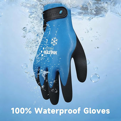 DULFINE 100% Waterproof Winter Work Gloves for Men and Women,Foam Latex Coated and Thermal Insulated Gloves for Cold Weather