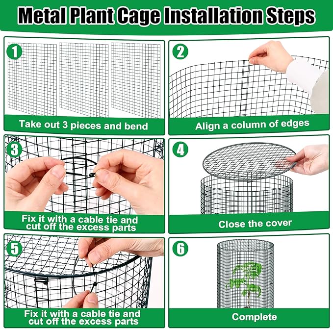 5 Pack Wire Plant Protector with Cover, 16"x12" Detachable Metal Plant Protectors Mesh, Garden Plant Protectors for Shrubs Flowers Vegetables to Keep Rabbit & Chicken Animals Out