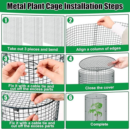 5 Pack Wire Plant Protector with Cover, 16"x12" Detachable Metal Plant Protectors Mesh, Garden Plant Protectors for Shrubs Flowers Vegetables to Keep Rabbit & Chicken Animals Out
