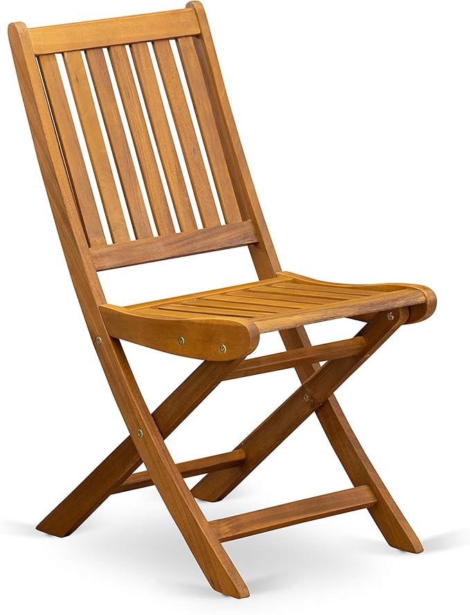 East West Furniture CMDK5CWNA 5 Piece Outdoor Patio Dining Sets Includes a Rectangle Acacia Wood Table and 4 Folding Side Chairs, 35x66 Inch, Natural Oil