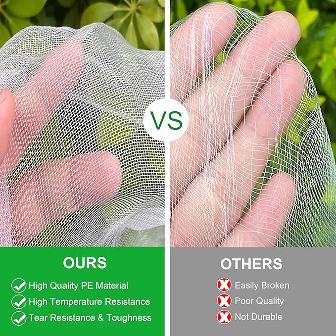 Garden Netting 10x20FT 2 Packs Ultra Fine Mesh Netting Bird Barrier Protection Vegetable Fruit Tree Bushes Plant Cover for Raised Bed
