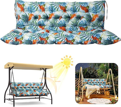 2/3 Seater Swing Replacement Cushion, Waterproof Porch Swing Cushions with Backrest, Thickened Bench Cushions for Outdoor Furniture, for Outdoor Patio Swing (Summer, 40 * 40 in)