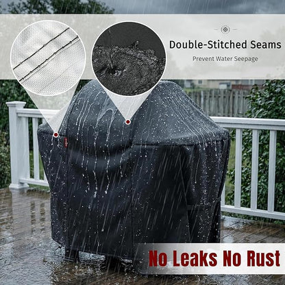 SHINESTAR 48 Inch Grill Cover for 45-48" 2-3 Burner Gas Grills, Heavy Duty Oxford Fabric BBQ Cover Waterproof UV Protection, Windproof with Magic Tape & Drawstring Bottom