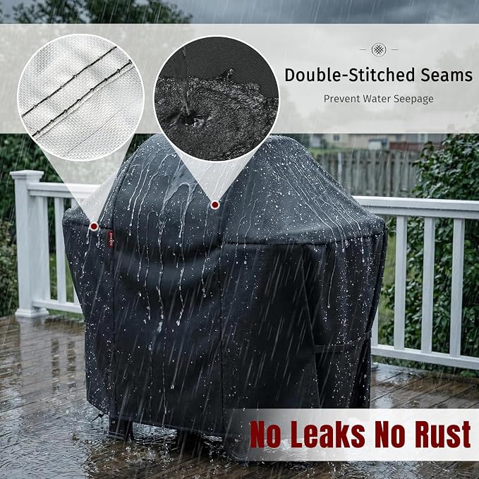 SHINESTAR 52 Inch Grill Cover for 49-52" Most 3-4 Burner Gas Grills, Heavy Duty Oxford Fabric BBQ Cover Waterproof UV Protection, Windproof with Magic Tape & Drawstring Bottom