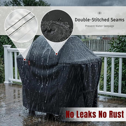 SHINESTAR 52 Inch Grill Cover for 49-52" Most 3-4 Burner Gas Grills, Heavy Duty Oxford Fabric BBQ Cover Waterproof UV Protection, Windproof with Magic Tape & Drawstring Bottom