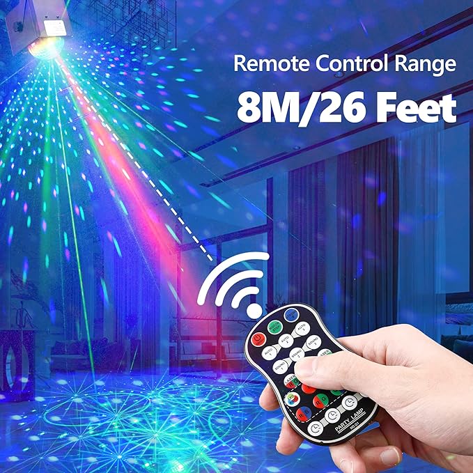 Party Dj Disco Stage Light, Sound Activated Strobe Stage Lights, LED RGB Rave Flashing Lights with Remote Control for Parties Birthday Gift Wedding Karaoke Bar Club Dance Home Halloween Decorations