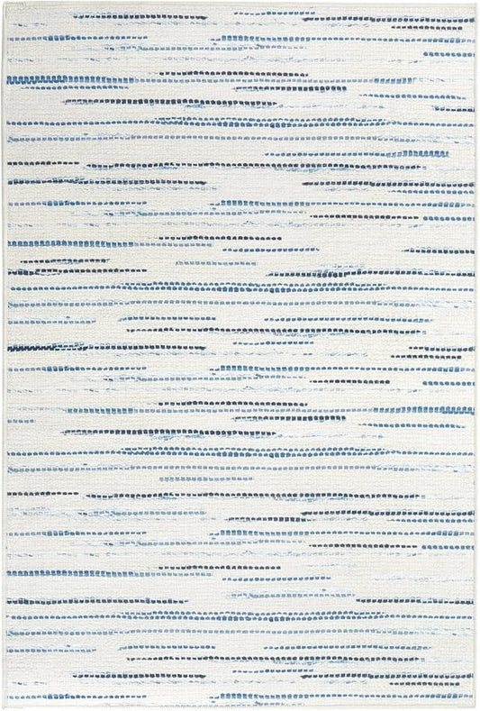 Dash & Albert Elwood Blue Machine Washable Rug, 2 X 3 Feet, Blue Stripe Pattern - Premium Luxury Hotel Quality Soft Breathable Hypoallergenic Machine Washable Easy Care All Season Comfortable